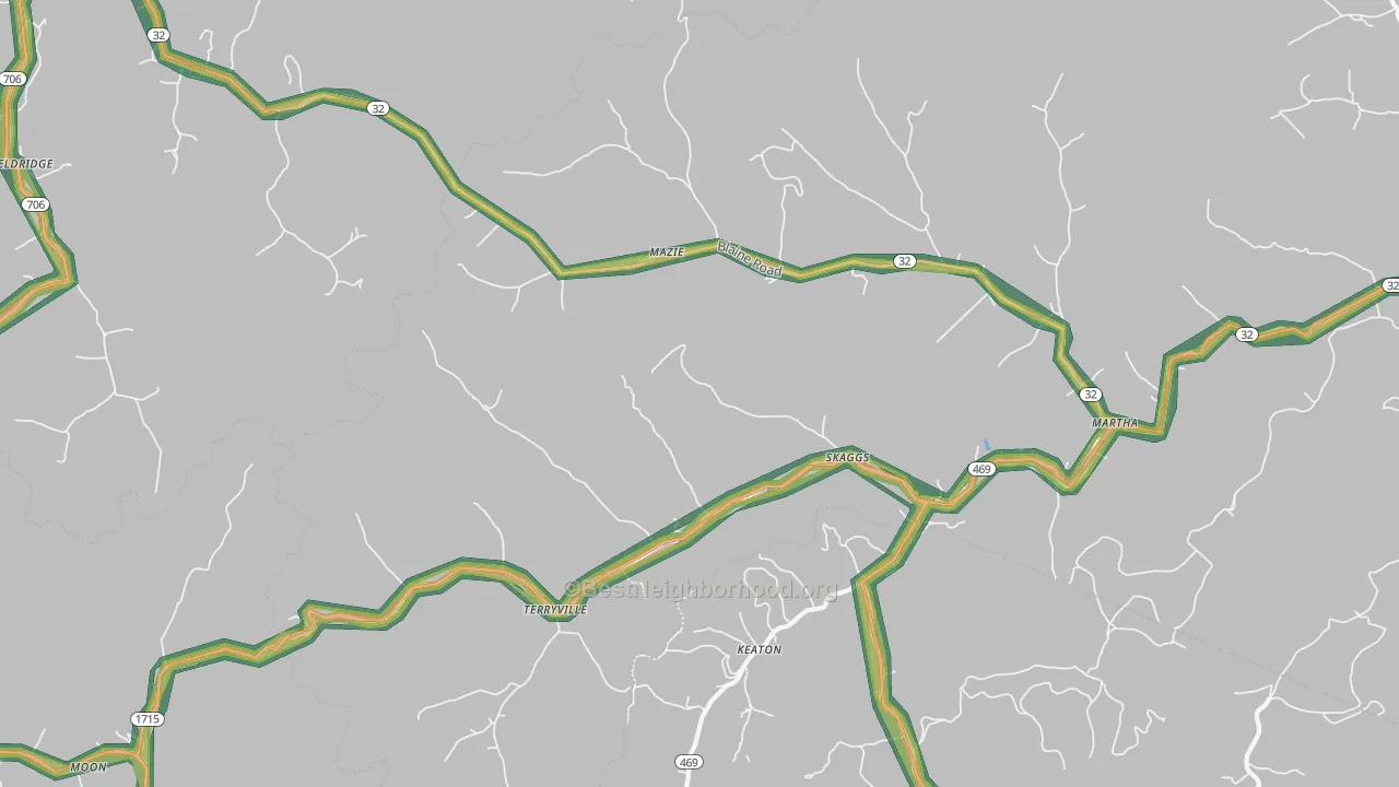 Martha, KY Map of Noise Levels in Martha