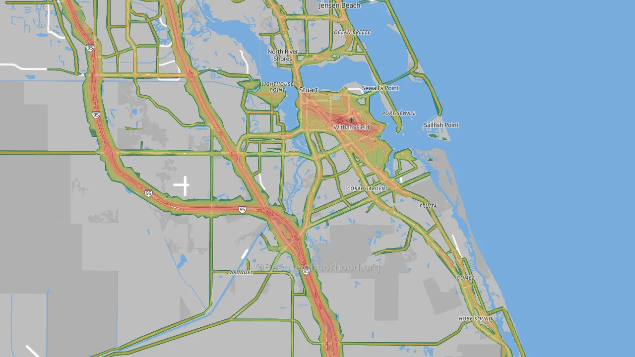 Martin County, FL Map of Noise Levels in Martin County