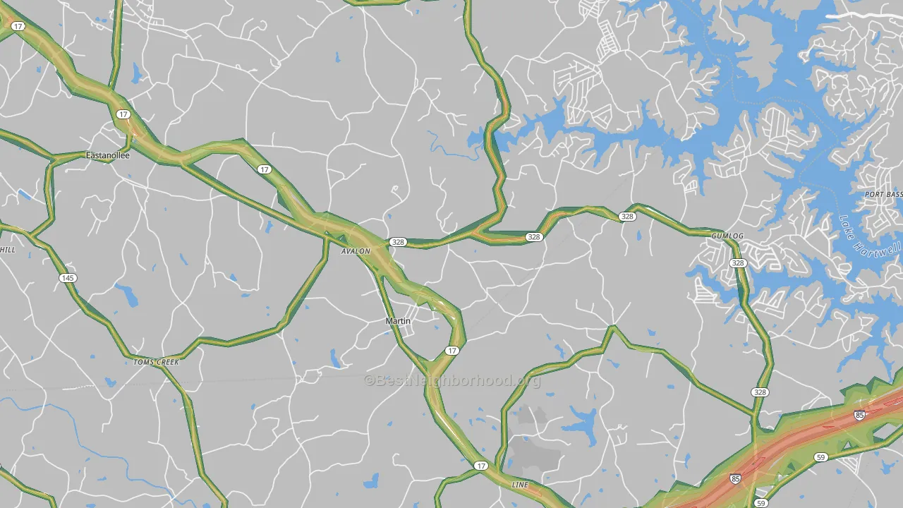 Martin, GA Map of Noise Levels in Martin