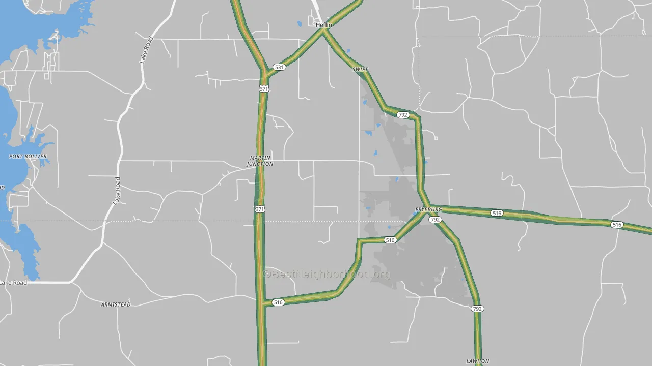 Martin Junction, LA Map of Noise Levels in Martin Junction