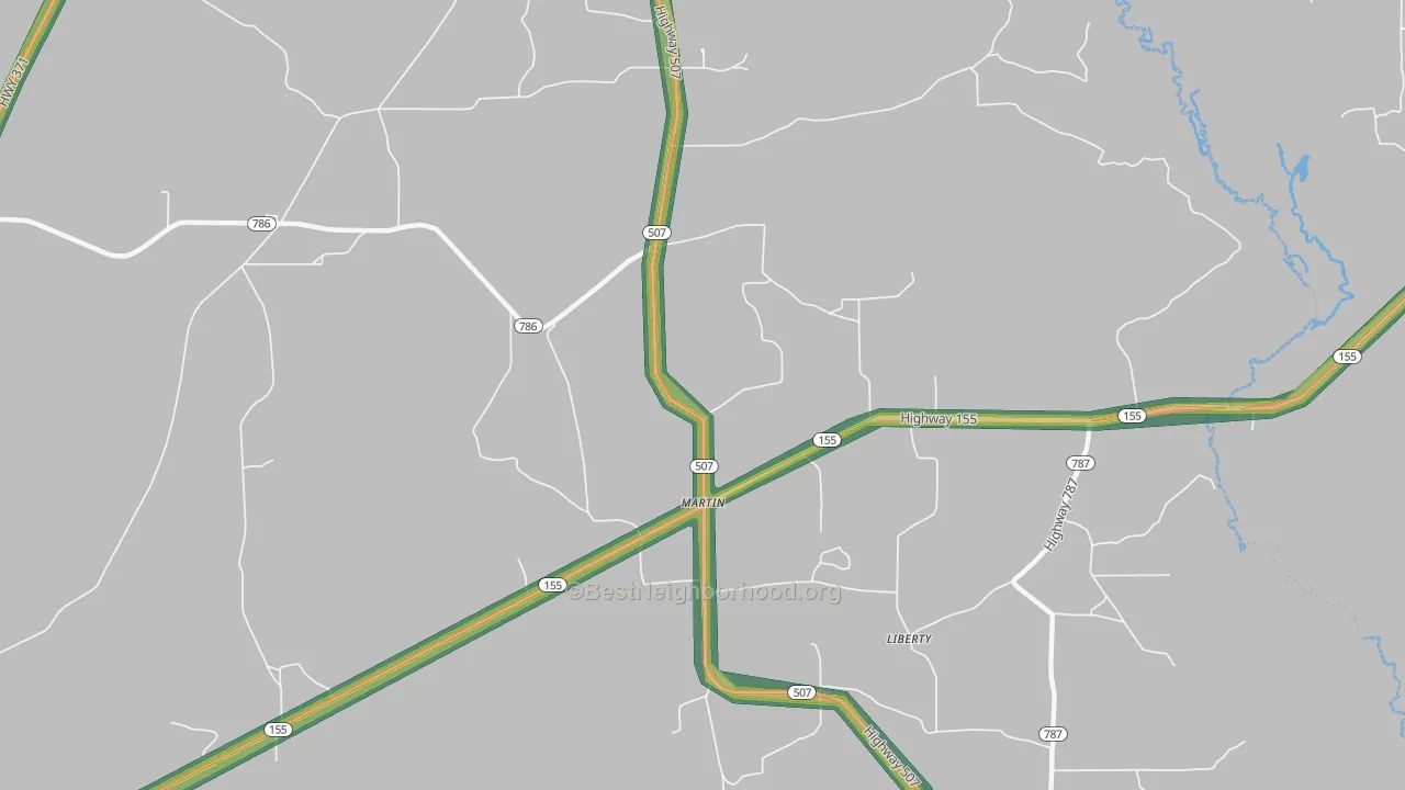 Martin, LA Map of Noise Levels in Martin