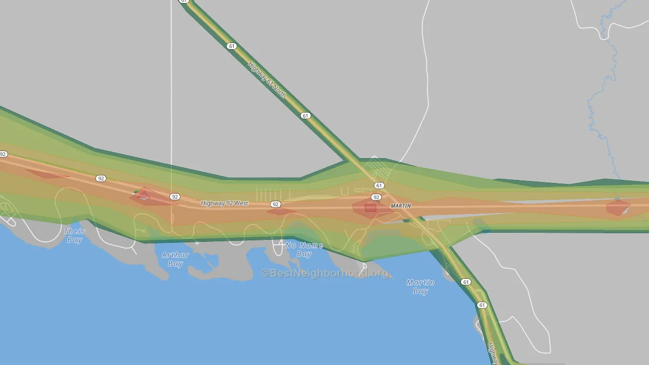 Martin, NE Map of Noise Levels in Martin