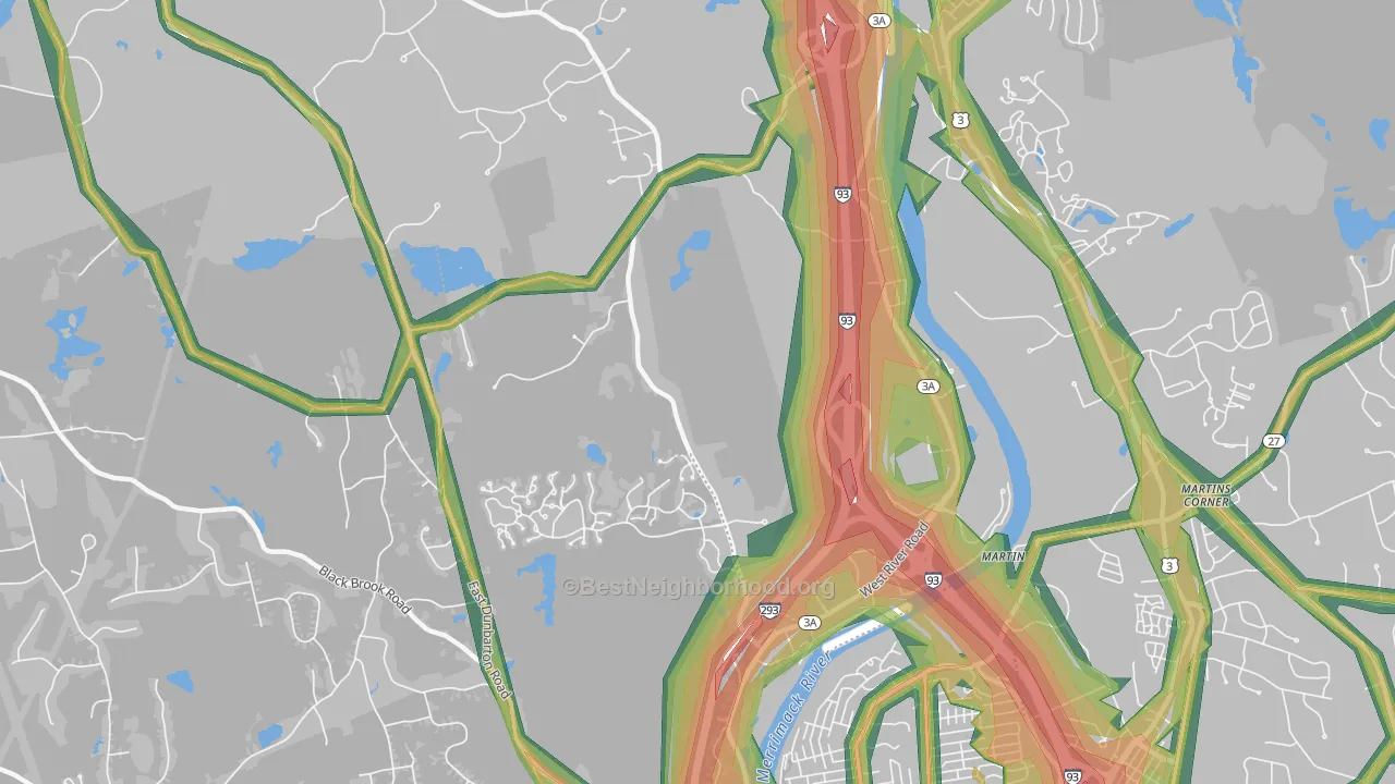Martin, NH Map of Noise Levels in Martin