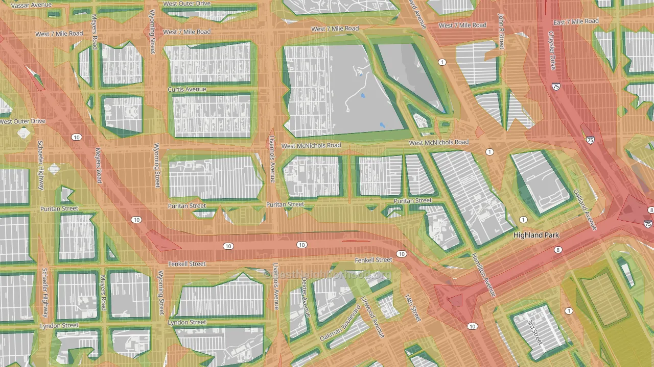 Martin Park, Detroit, MI Map of Noise Levels in Martin Park