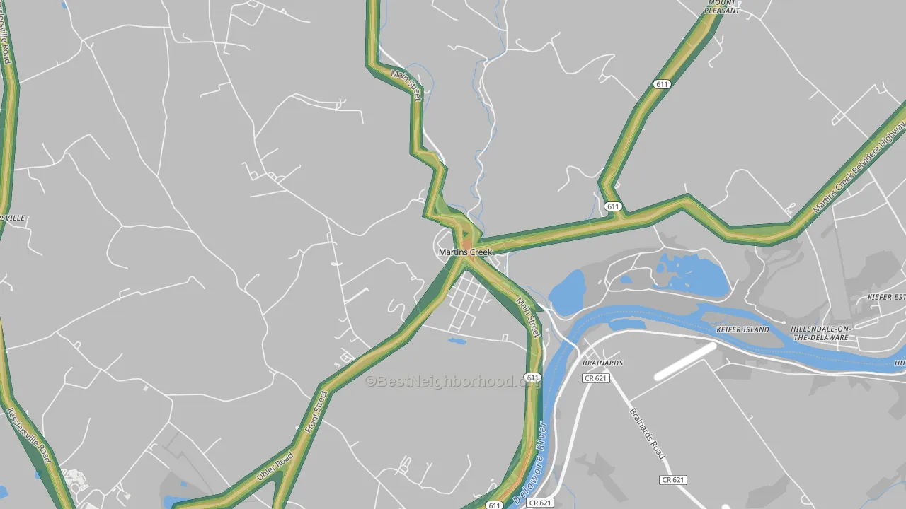 Martins Creek, PA Map of Noise Levels in Martins Creek