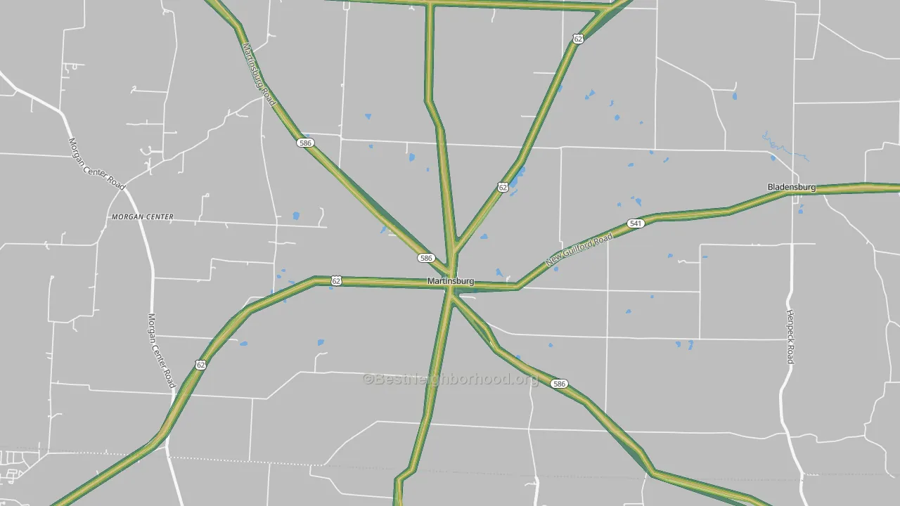 Martinsburg, OH Map of Noise Levels in Martinsburg