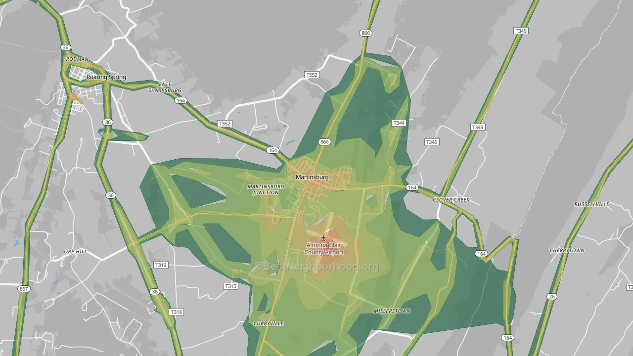 Martinsburg, PA Map of Noise Levels in Martinsburg