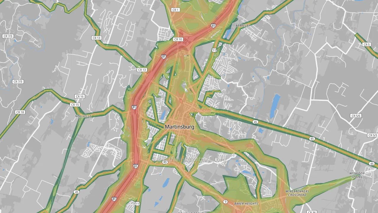 Martinsburg, WV Map of Noise Levels in Martinsburg