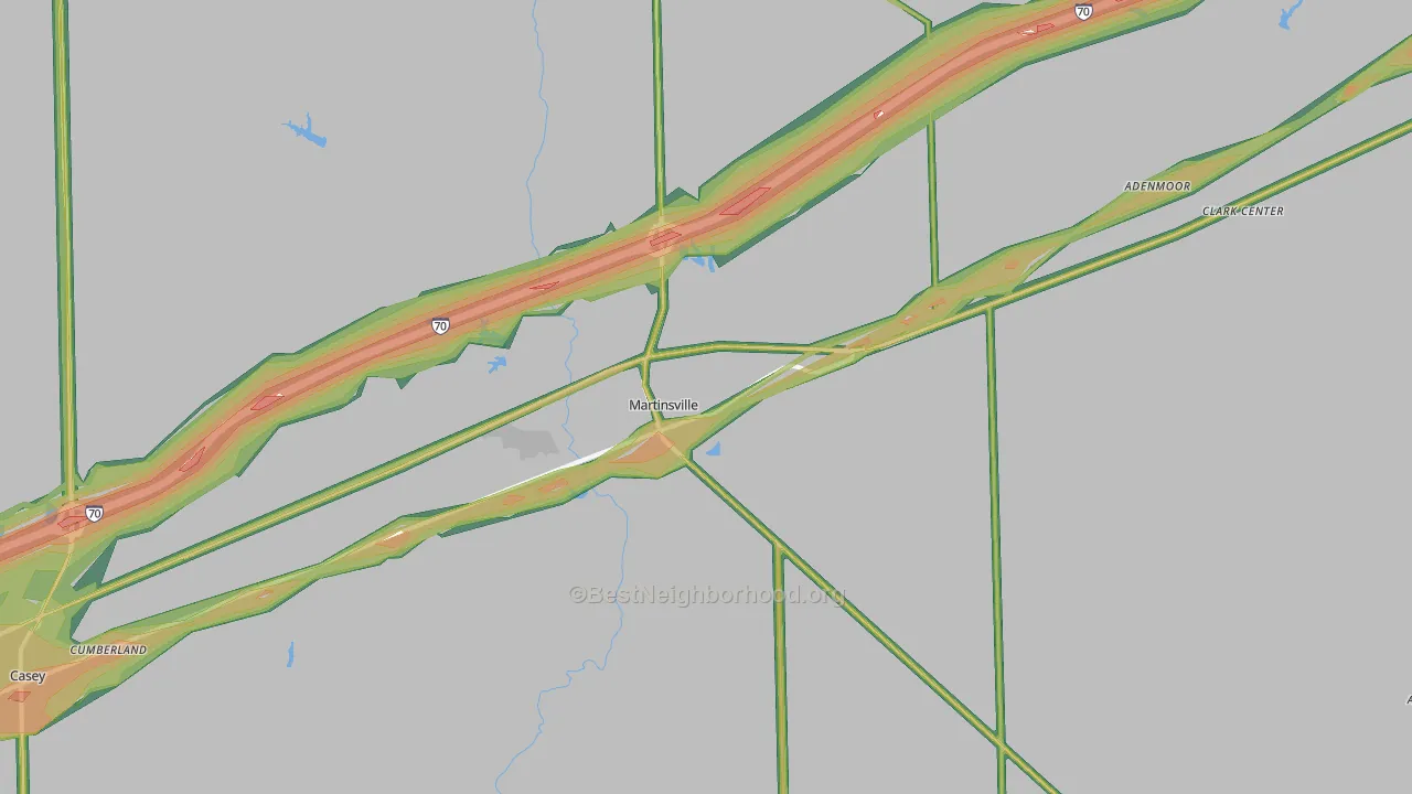 Martinsville, IL Map of Noise Levels in Martinsville
