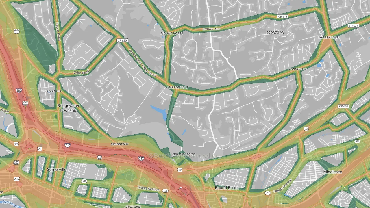 Martinsville, NJ Map of Noise Levels in Martinsville