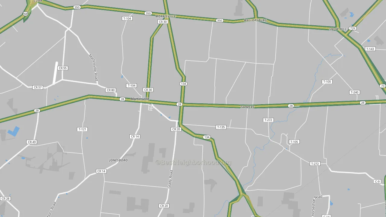 Martinsville, OH Map of Noise Levels in Martinsville