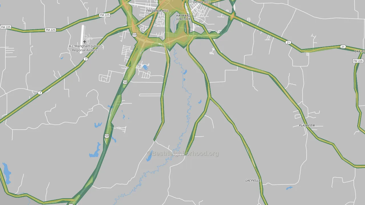 Martinsville, TX Map of Noise Levels in Martinsville