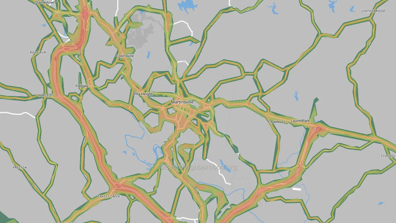 Martinsville, VA Map of Noise Levels in Martinsville