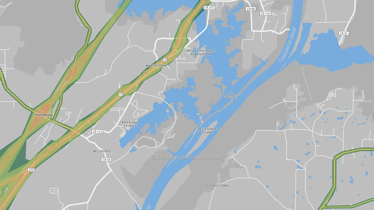 Martintown, AL Map of Noise Levels in Martintown