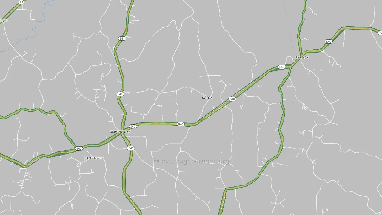 Martinville, MS Map of Noise Levels in Martinville