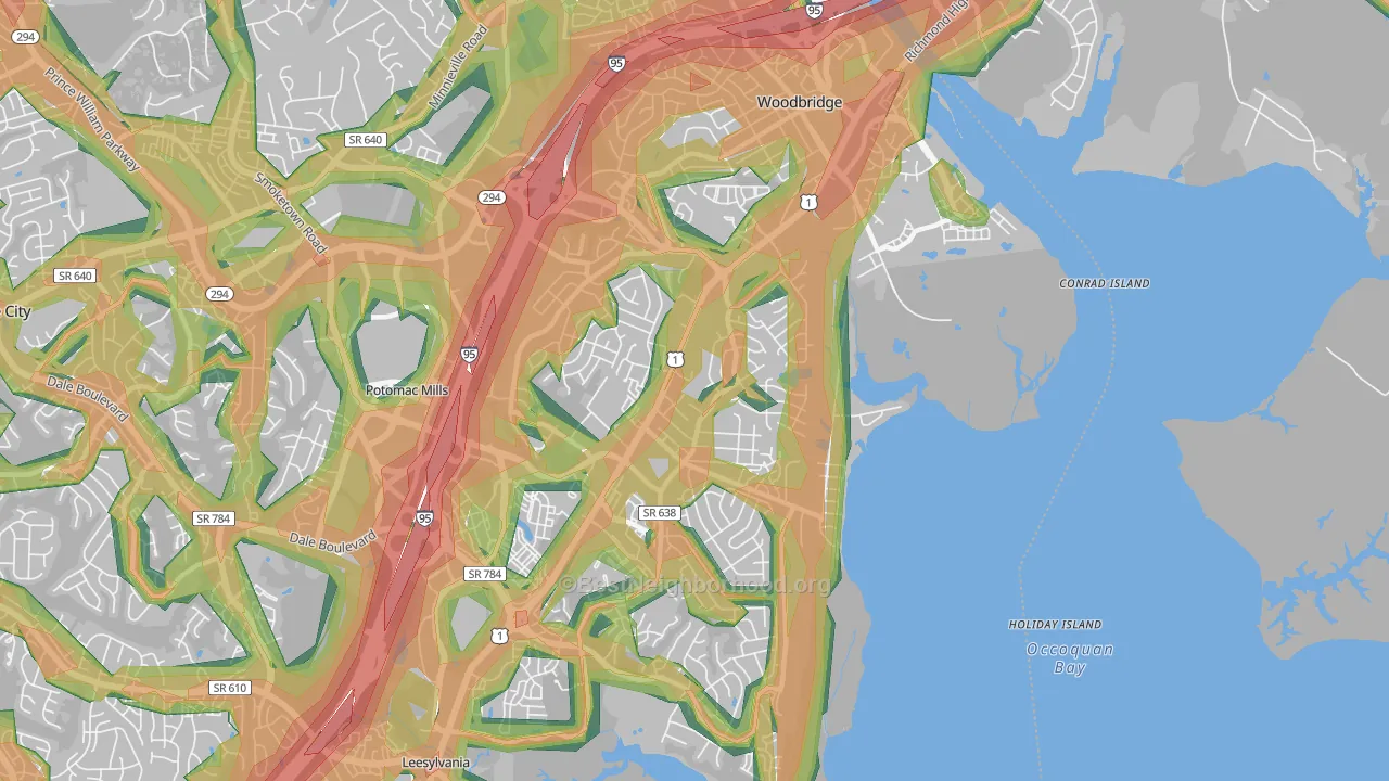 Marumsco, VA Map of Noise Levels in Marumsco