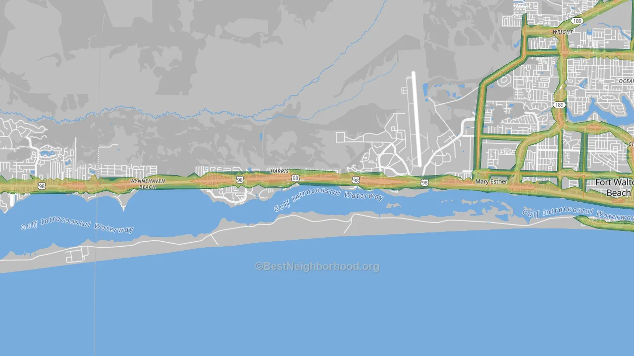 Mary Esther, FL Map of Noise Levels in Mary Esther