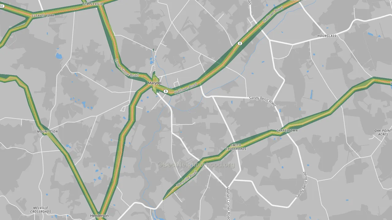 Marydel, DE Map of Noise Levels in Marydel