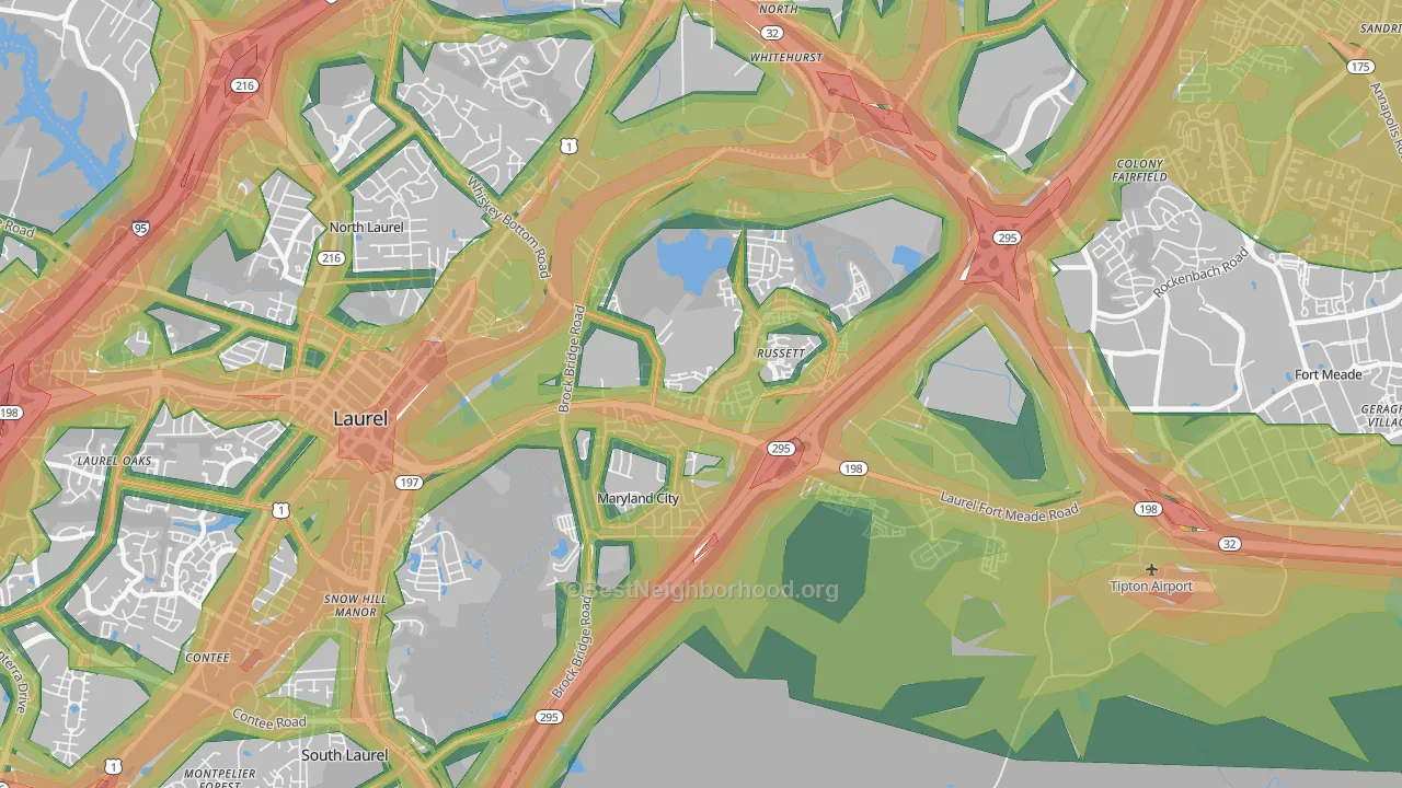 Maryland City, MD Map of Noise Levels in Maryland City
