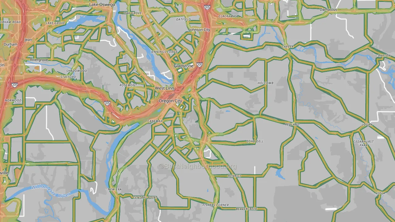 Marylhurst, OR Map of Noise Levels in Marylhurst
