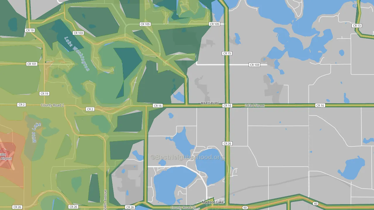 Marysburg, MN Map of Noise Levels in Marysburg