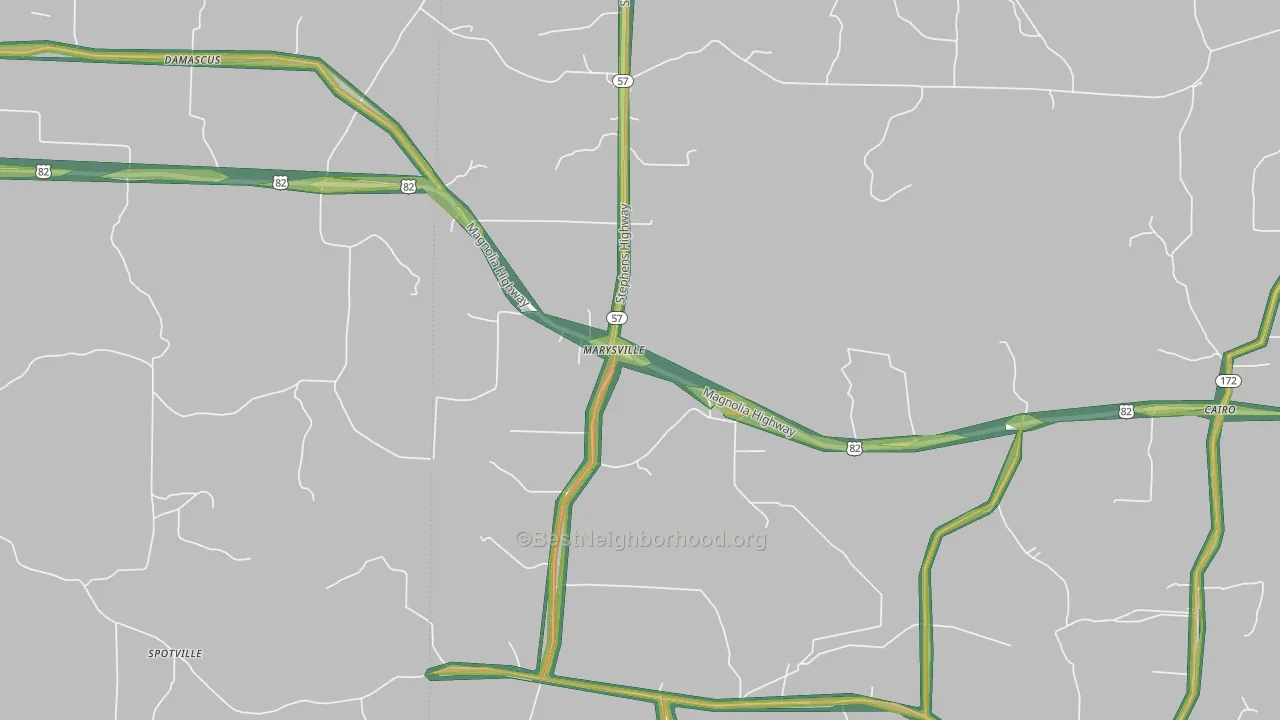 Marysville, AR Map of Noise Levels in Marysville