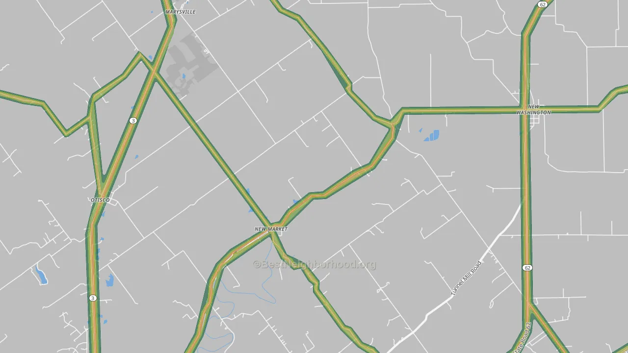Marysville, IN Map of Noise Levels in Marysville