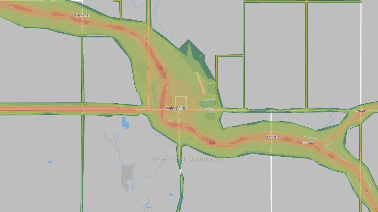 Marysville, KS Map of Noise Levels in Marysville