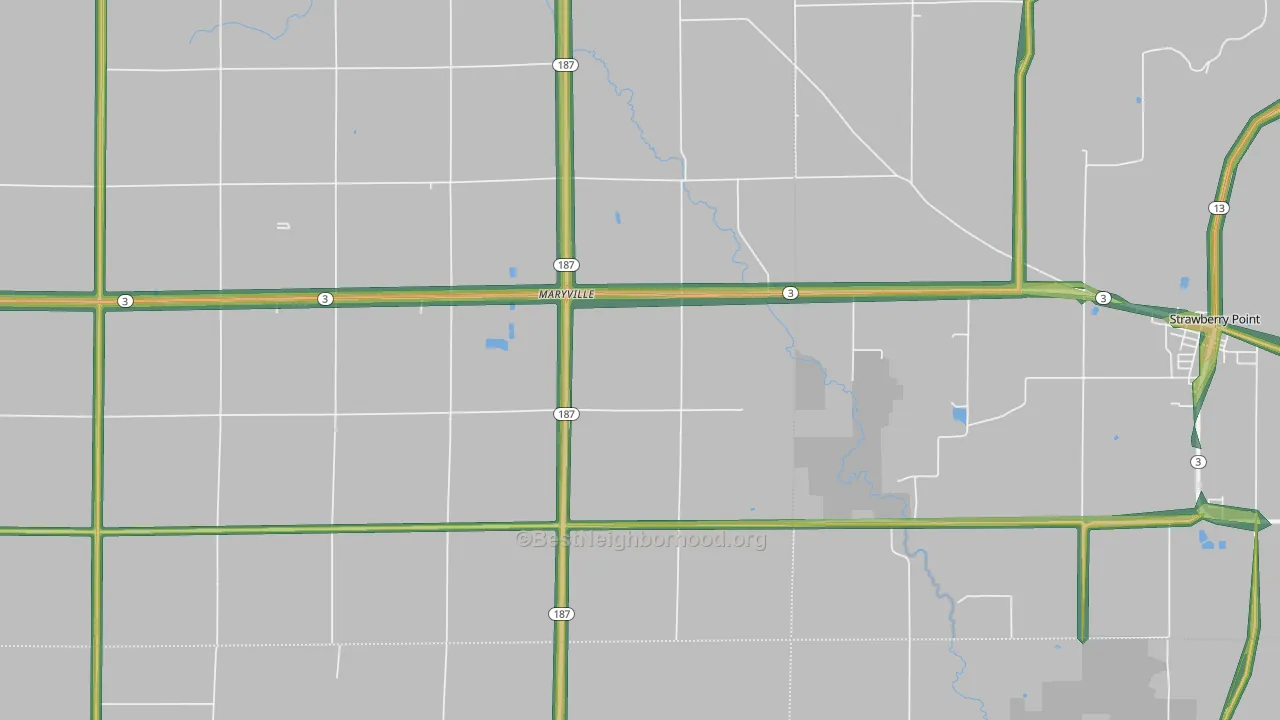 Maryville, IA Map of Noise Levels in Maryville