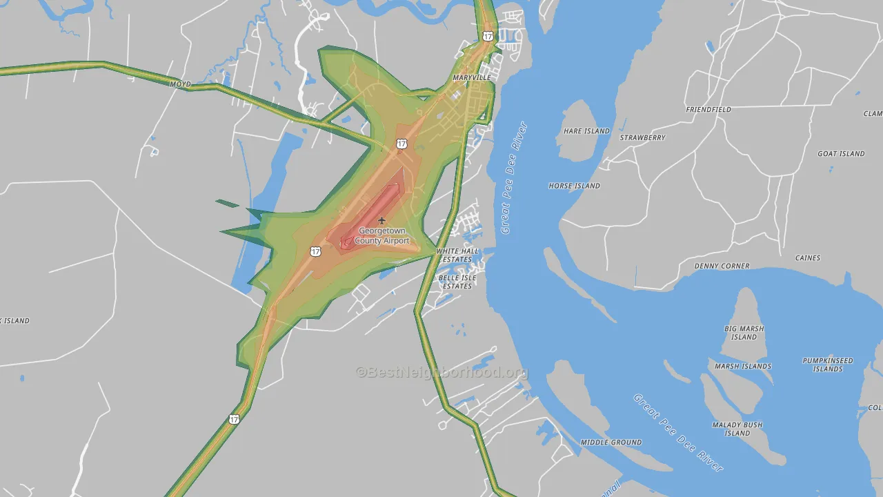 Maryville, SC Map of Noise Levels in Maryville