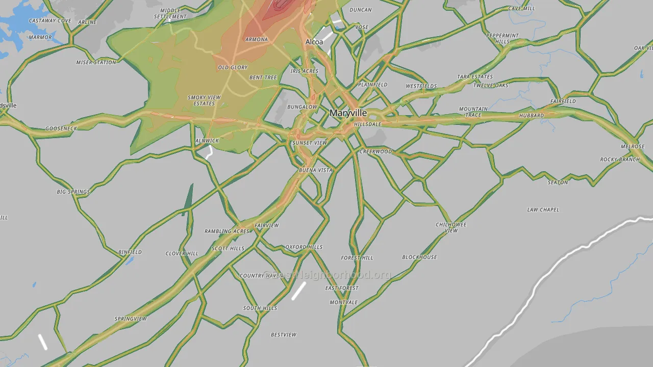 Maryville, TN Map of Noise Levels in Maryville