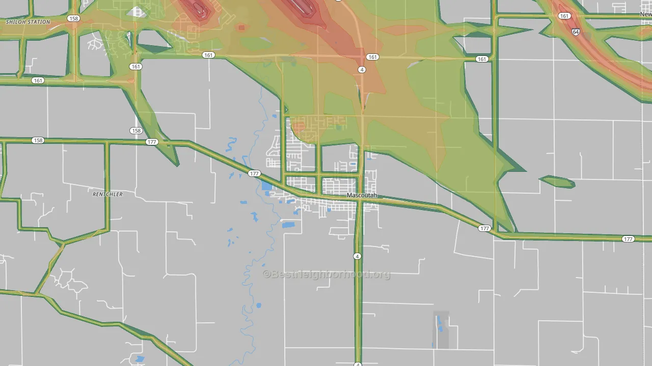 Mascoutah, IL Map of Noise Levels in Mascoutah