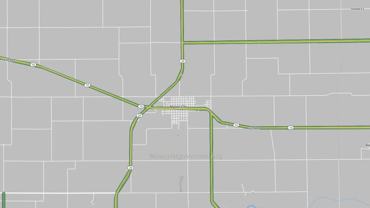 Mason City, IL Map of Noise Levels in Mason City