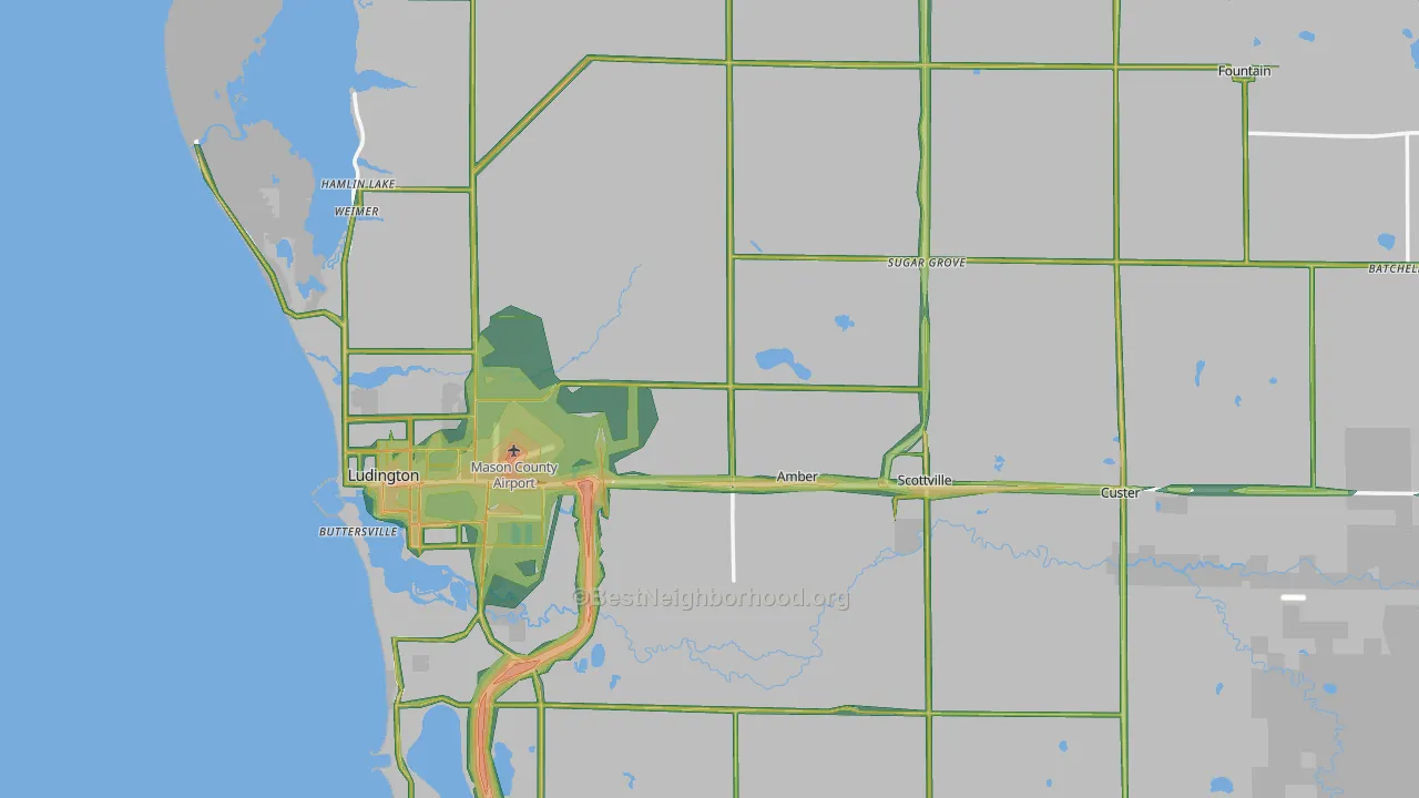 Mason County, MI Map of Noise Levels in Mason County