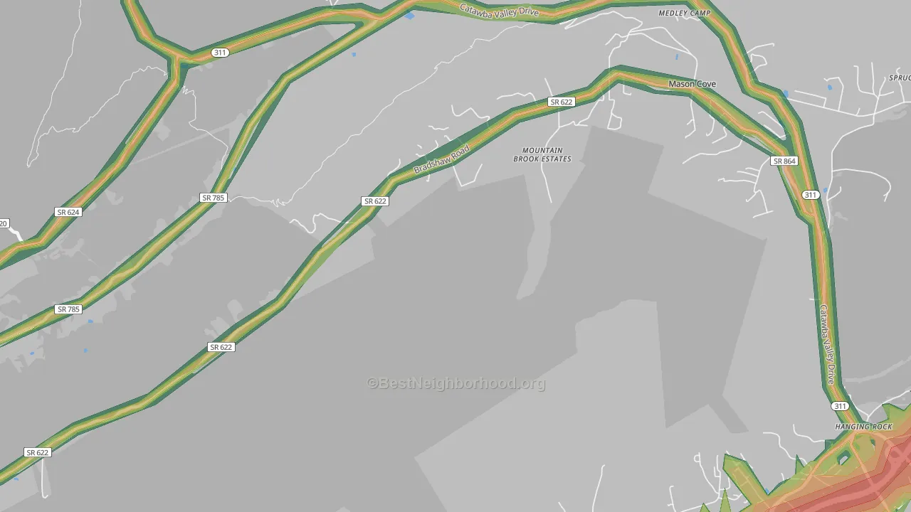 Mason Cove, VA Map of Noise Levels in Mason Cove