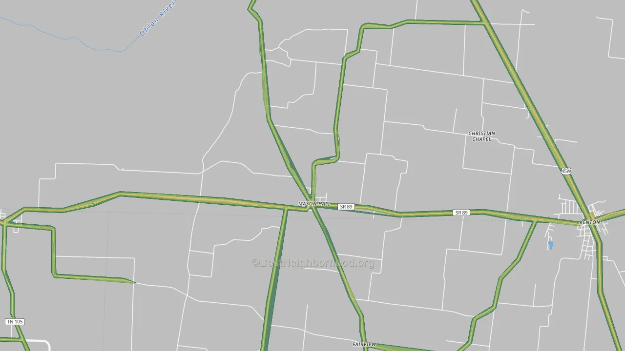 Mason Hall, TN Map of Noise Levels in Mason Hall