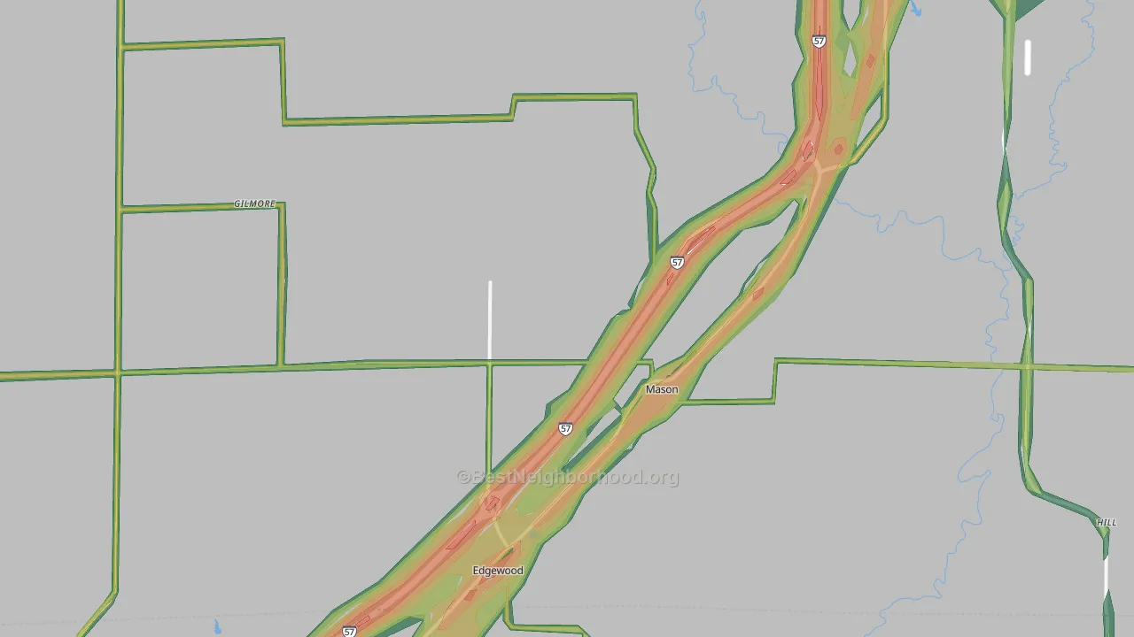 Mason, IL Map of Noise Levels in Mason