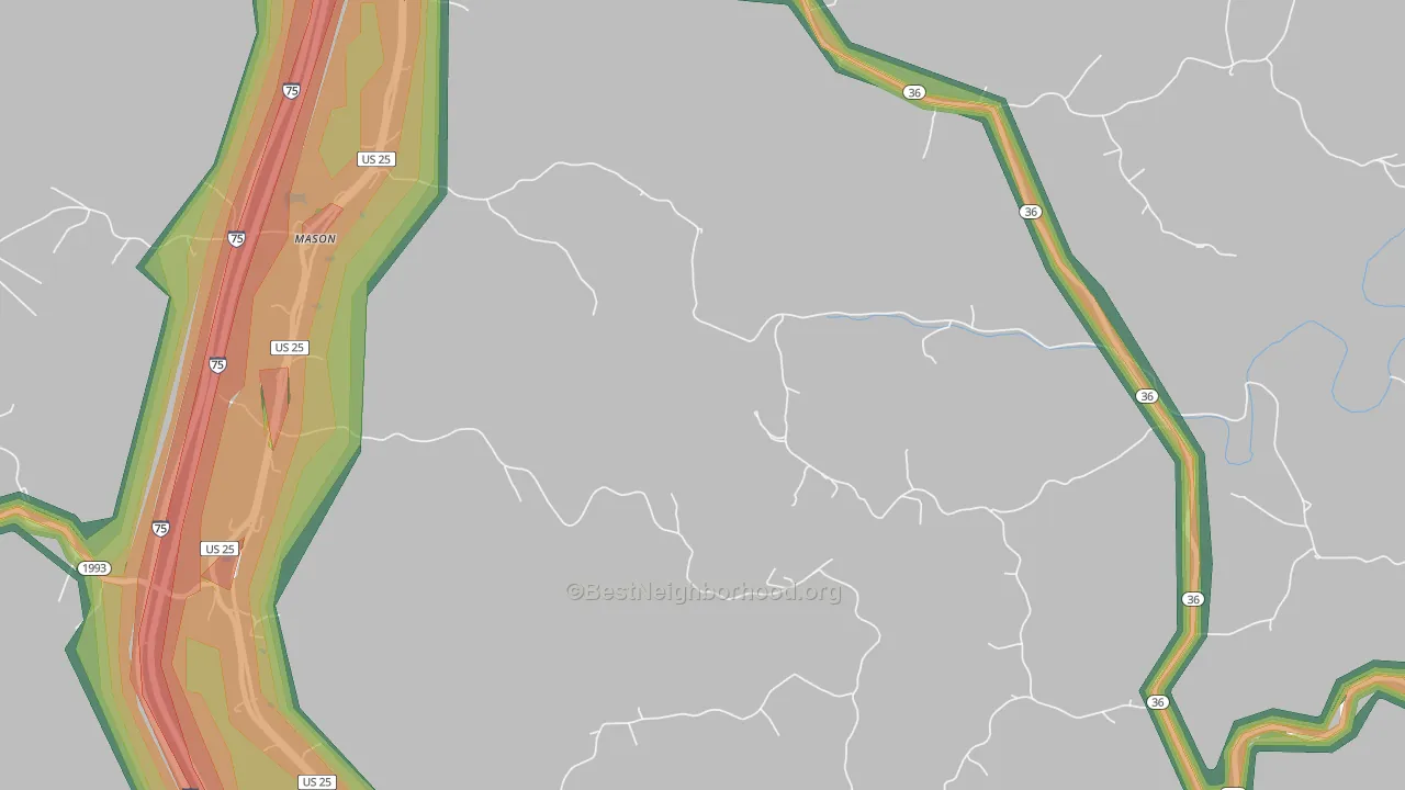 Mason, KY Map of Noise Levels in Mason