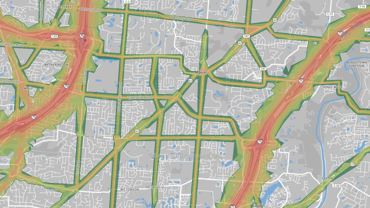 Mason, OH Map of Noise Levels in Mason