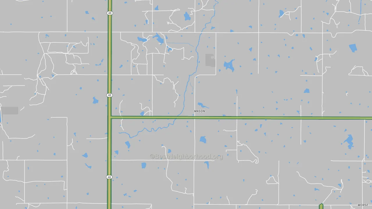 Mason, OK Map of Noise Levels in Mason