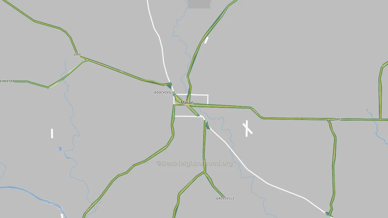 Mason, TX Map of Noise Levels in Mason