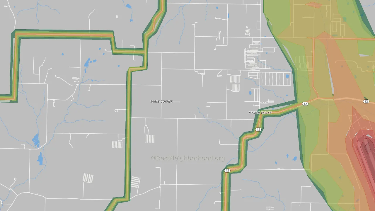Mason Valley, AR Map of Noise Levels in Mason Valley