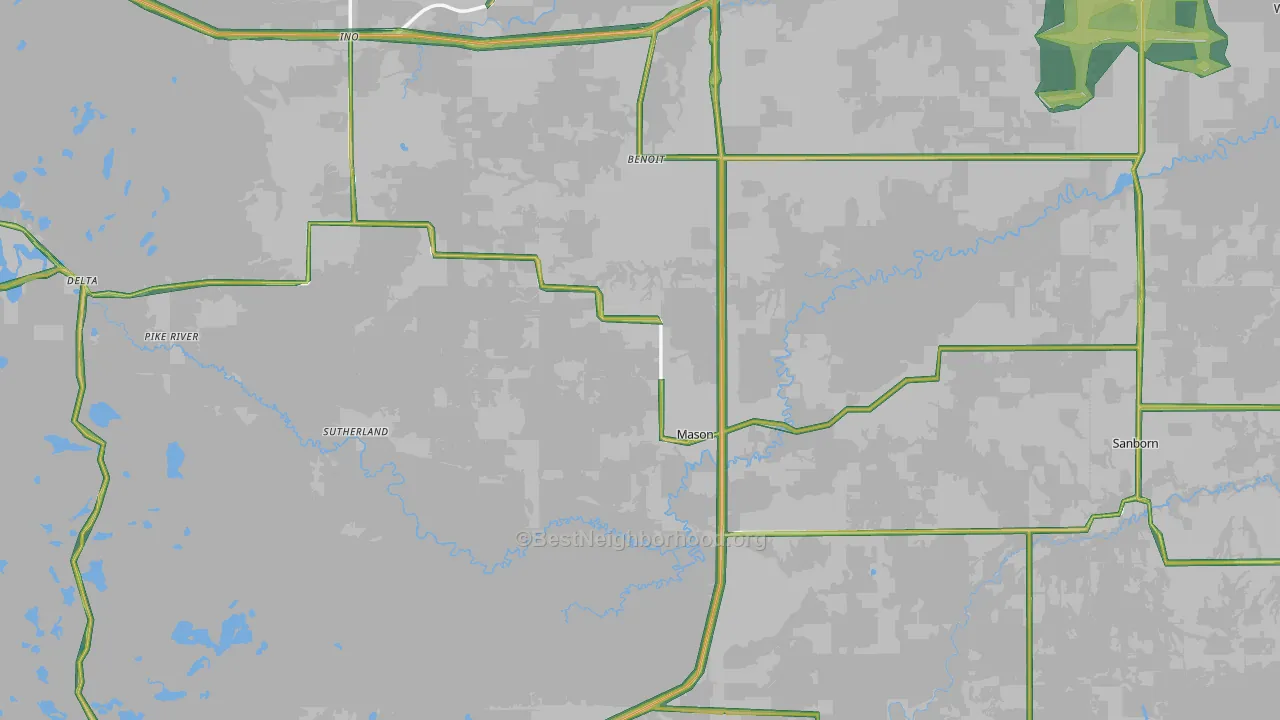 Mason, WI Map of Noise Levels in Mason