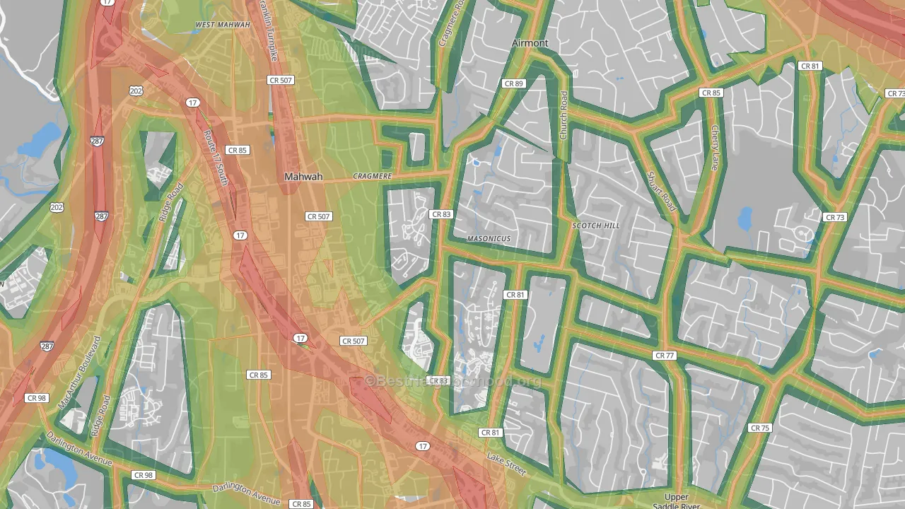 Masonicus, Mahwah, NJ Map of Noise Levels in Masonicus