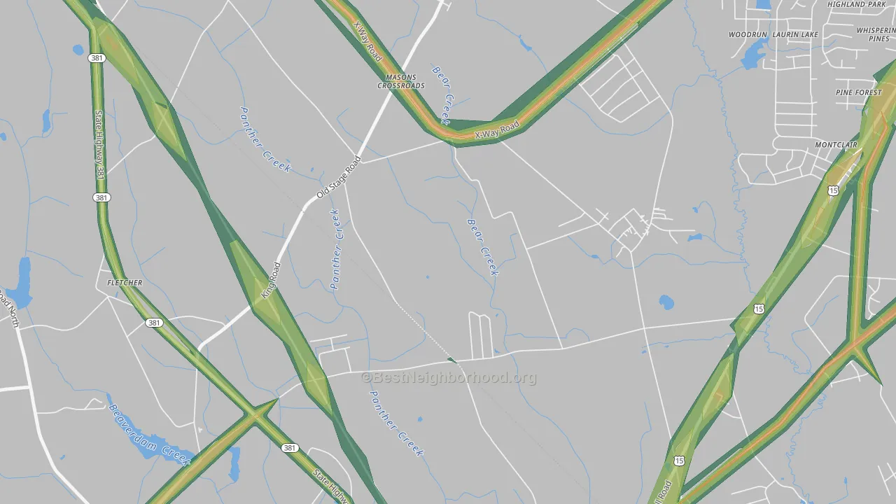 Masons Crossroads, NC Map of Noise Levels in Masons Crossroads