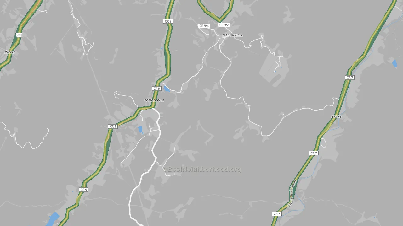 Masonville, WV Map of Noise Levels in Masonville