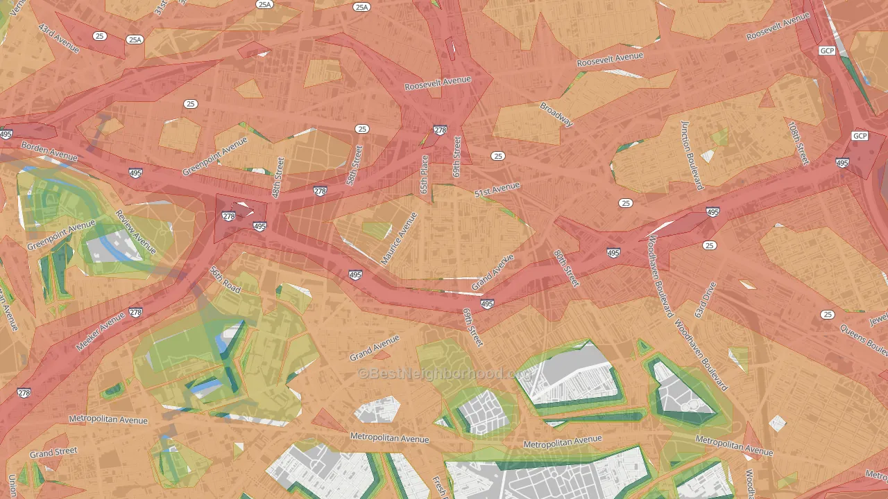 Maspeth, Queens, NY Map of Noise Levels in Maspeth