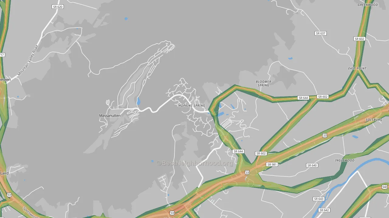 Massanutten, VA Map of Noise Levels in Massanutten
