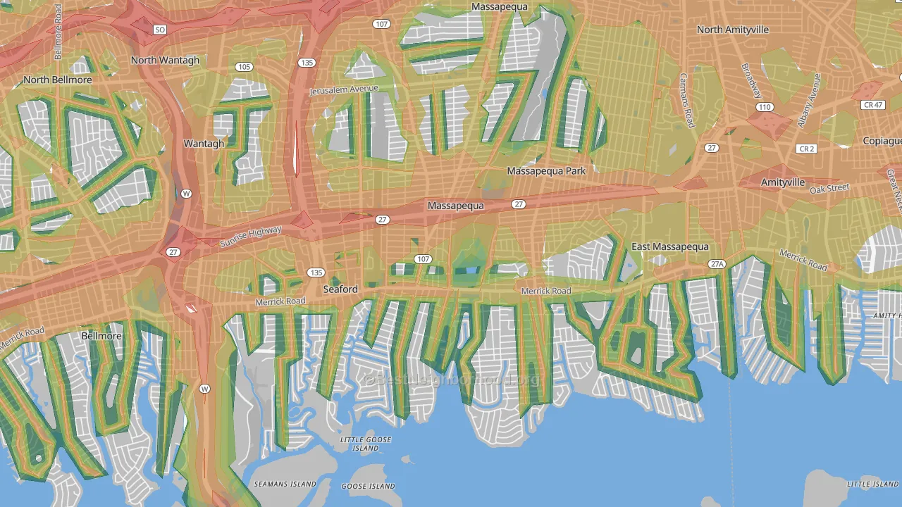Massapequa, NY Map of Noise Levels in Massapequa