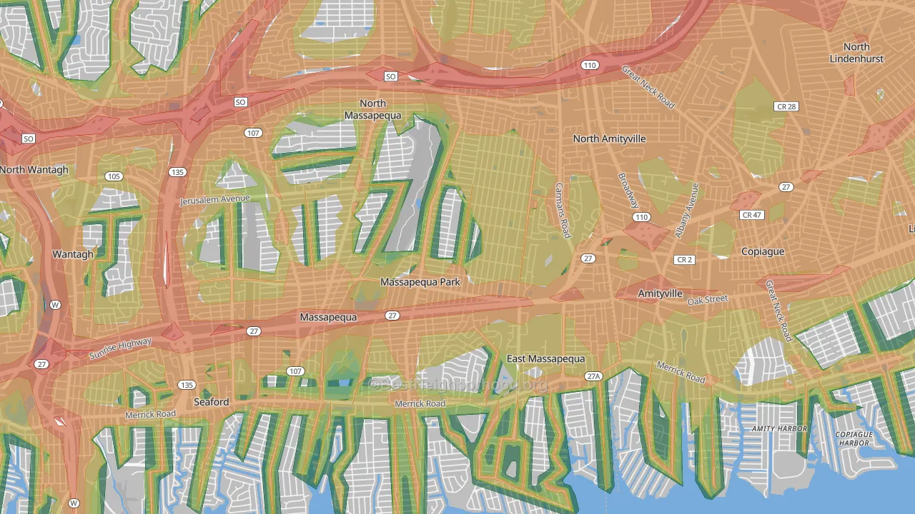 Massapequa Park, NY Map of Noise Levels in Massapequa Park